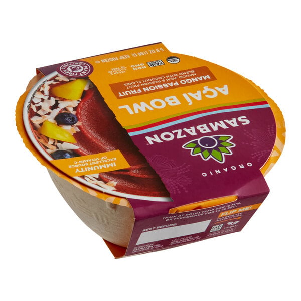 Sambazon Mango Passion Fruit Organic Acai Bowl 5.9 oz. - 8/Case
