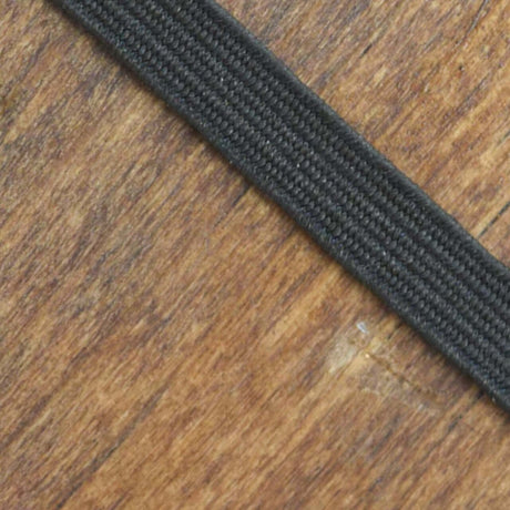 3/8" Black Flat Braided Durable Elastic Cord 5 Yards