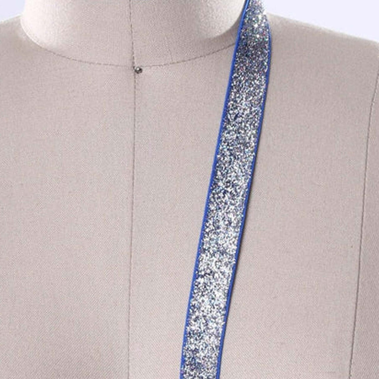 5/8" 2 Yards Stretch Blue Silver Glitter Elastic Trim for Headbands Hair Accessories Sewing