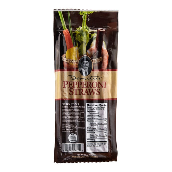 Demitri's Pepperoni Straw 5-Pack - 10/Case