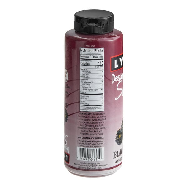 Lyons Designer Dessert Blackberry Flavoring Sauce 12 fl. oz. (16 oz.) - 12/Case