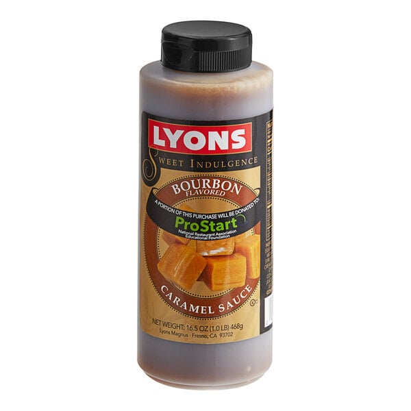Lyons Sweet Indulgence Bourbon Caramel Flavoring Sauce 12 fl. oz. (16.5 oz.) - 12/Case