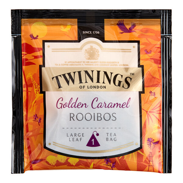 Twinings Golden Caramel Rooibos Large Leaf Pyramid Tea Sachets - 100/Case