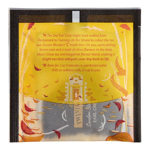 Twinings London Strand Earl Grey Large Leaf Pyramid Tea Sachets - 100/Case