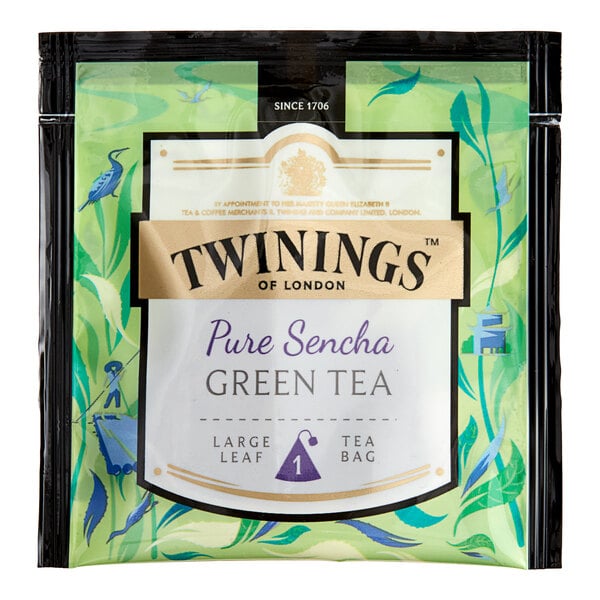 Twinings Pure Sencha Green Large Leaf Pyramid Tea Sachets - 100/Case
