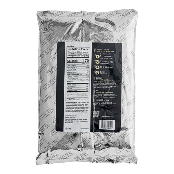 Cappuccine Neutral Base Frappe Mix 3 lb. - 5/Case
