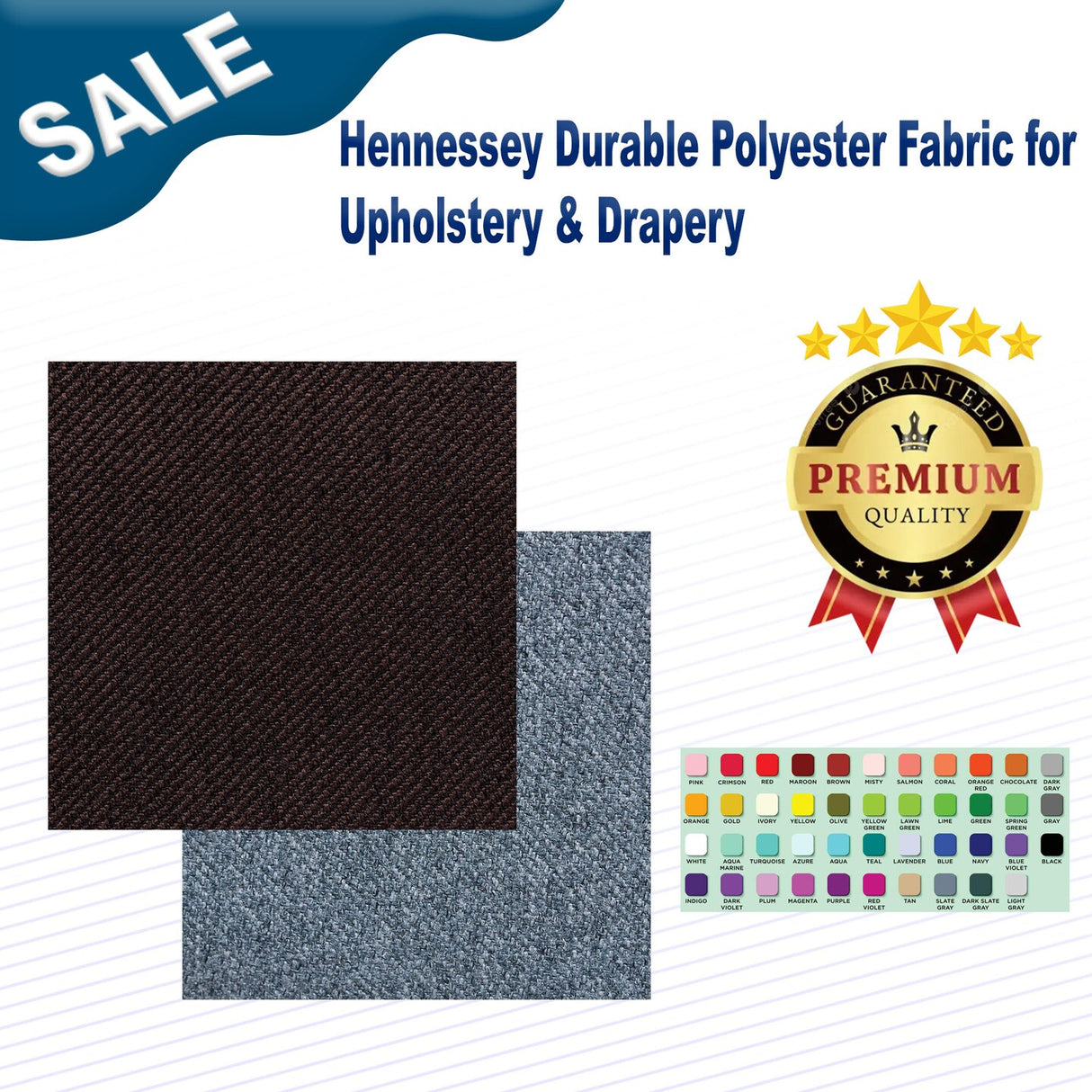 1 Yard Hennessey Durable Polyester Fabric for Upholstery & Drapery