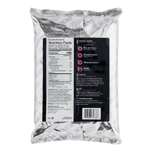 Cappuccine Chocolate Frappe Mix 3 lb. - 5/Case