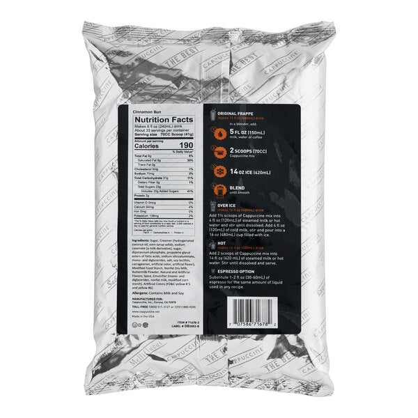 Cappuccine Cinnamon Bun Frappe Mix 3 lb. - 5/Case