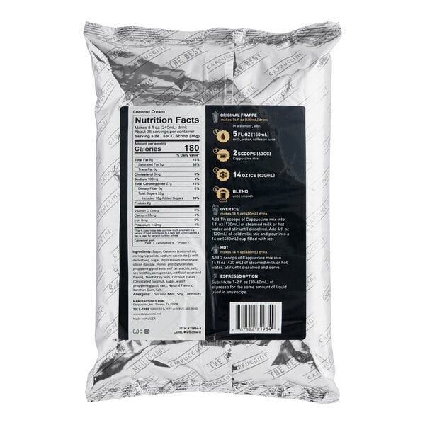 Cappuccine Coconut Frappe Mix 3 lb. - 5/Case
