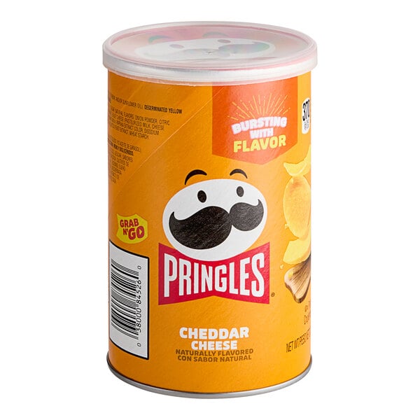 Pringles Cheddar Cheese Potato Crisps Grab-and-Go Can 2.5 oz. - 12/Case