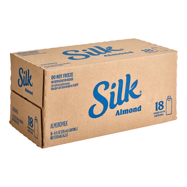 Silk Vanilla Almond Milk 8 fl. oz. - 18/Case