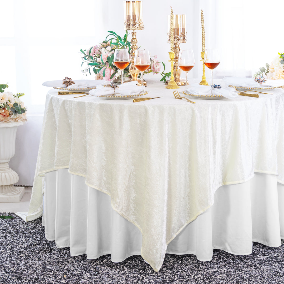 Seamless Square Ice Crushed Velvet Tablecloth Overlay