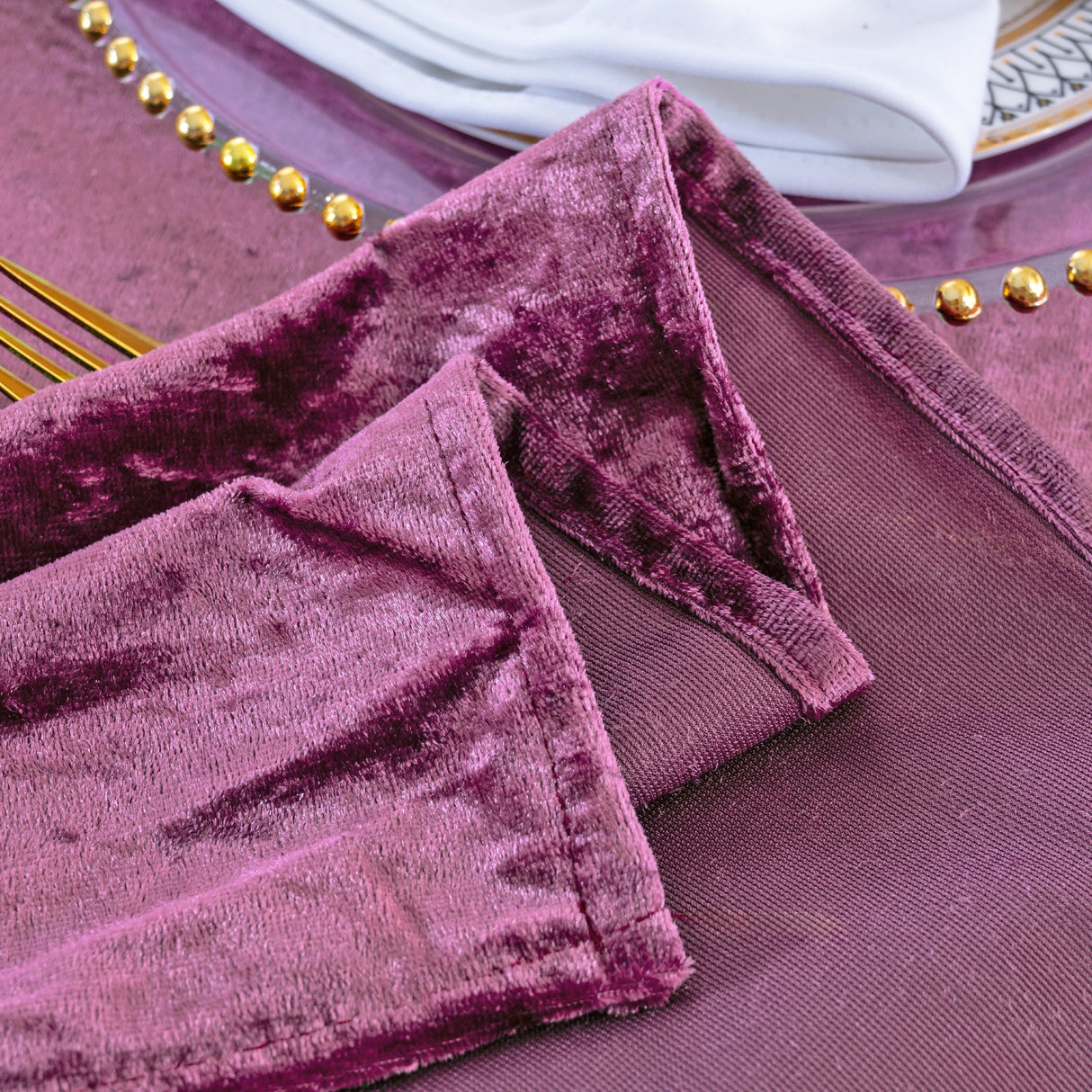 Crushed Velvet Square Tablecloth 85x85 Mauve