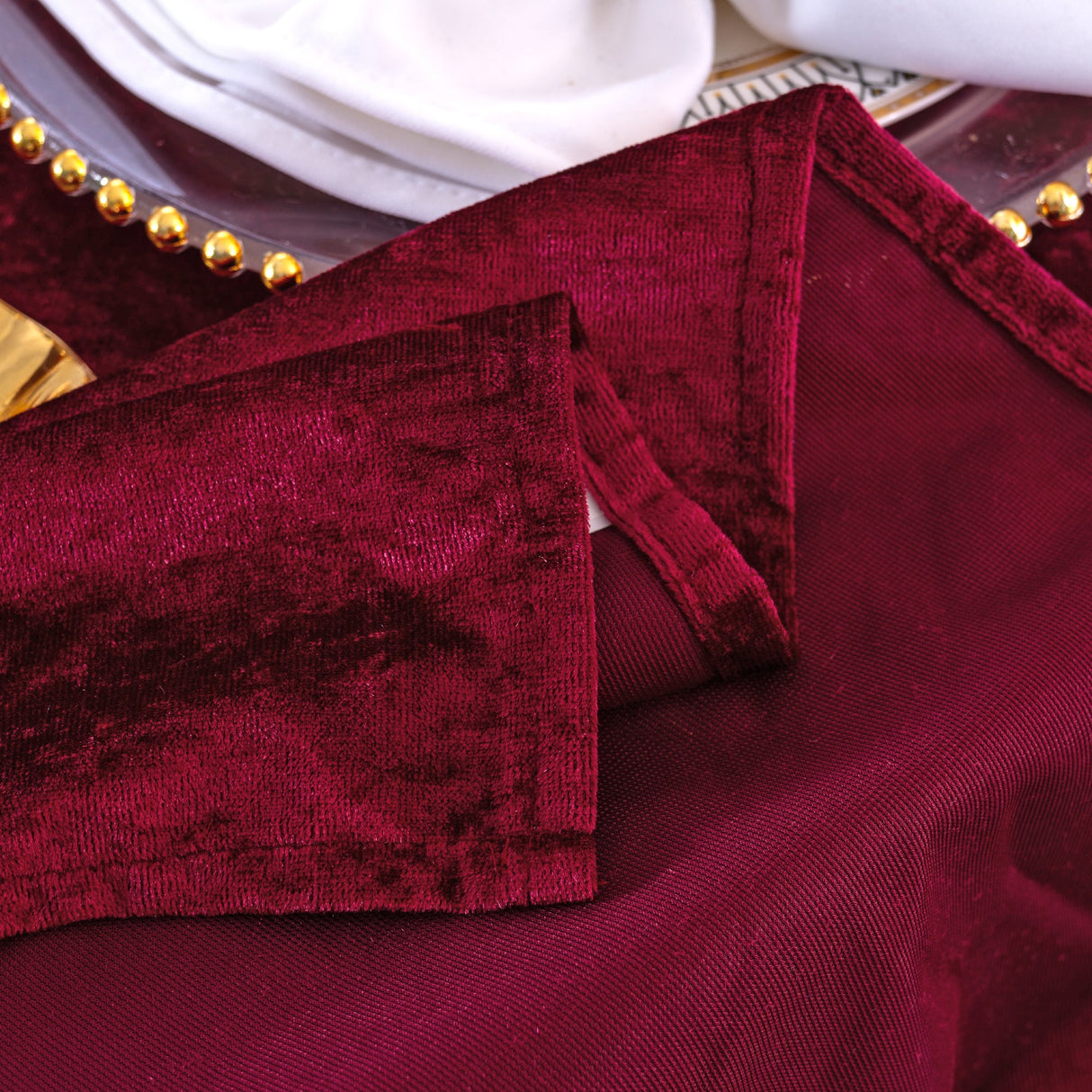 Crushed Velvet Dinner Napkins 20x20 Burgundy