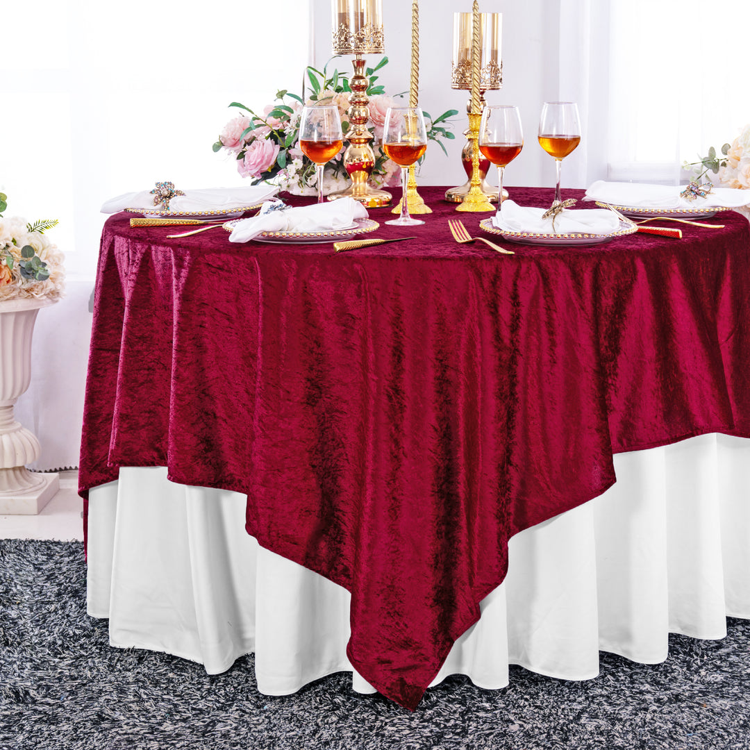 Seamless Square Ice Crushed Velvet Tablecloth Overlay