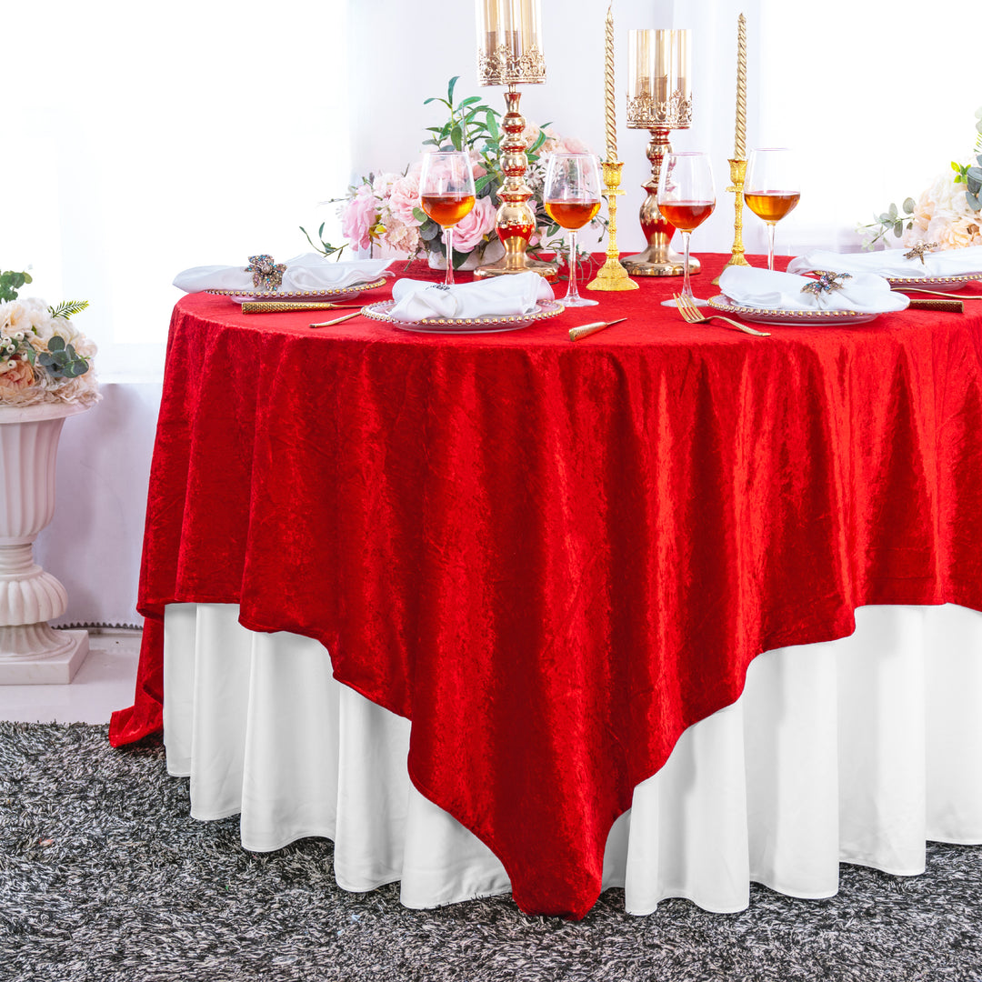 Seamless Square Ice Crushed Velvet Tablecloth Overlay