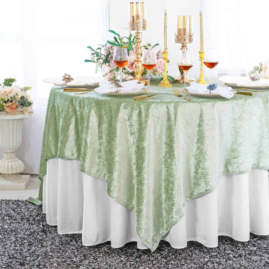 Seamless Square Ice Crushed Velvet Tablecloth Overlay