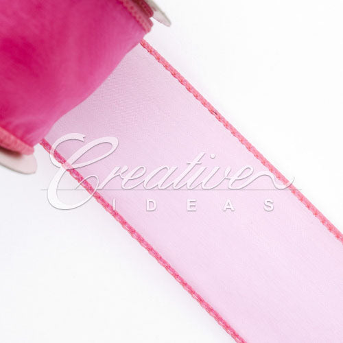 1 1/2" Wired Organza Ribbon - 10 Yards (Hot Pink)