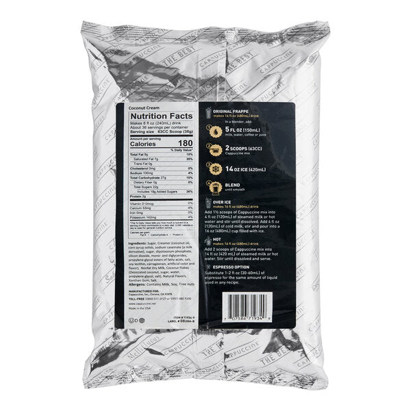 Cappuccine Coconut Frappe Mix 3 lb.