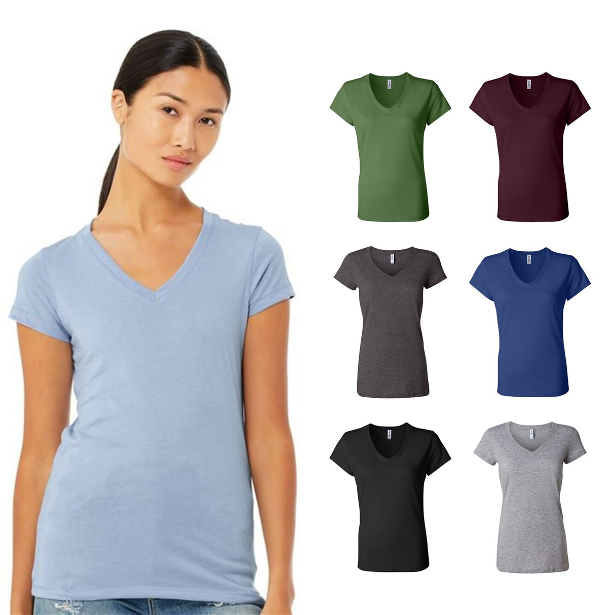BELLA + CANVAS® Women’s Jersey V-Neck Short Sleeve Tee