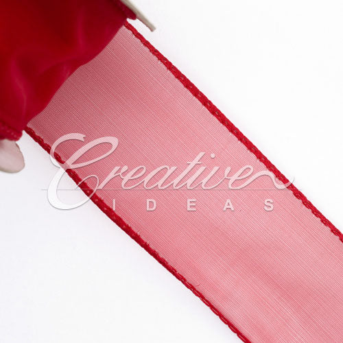 1 1/2" Wired Organza Ribbon - 10 Yards (Red)