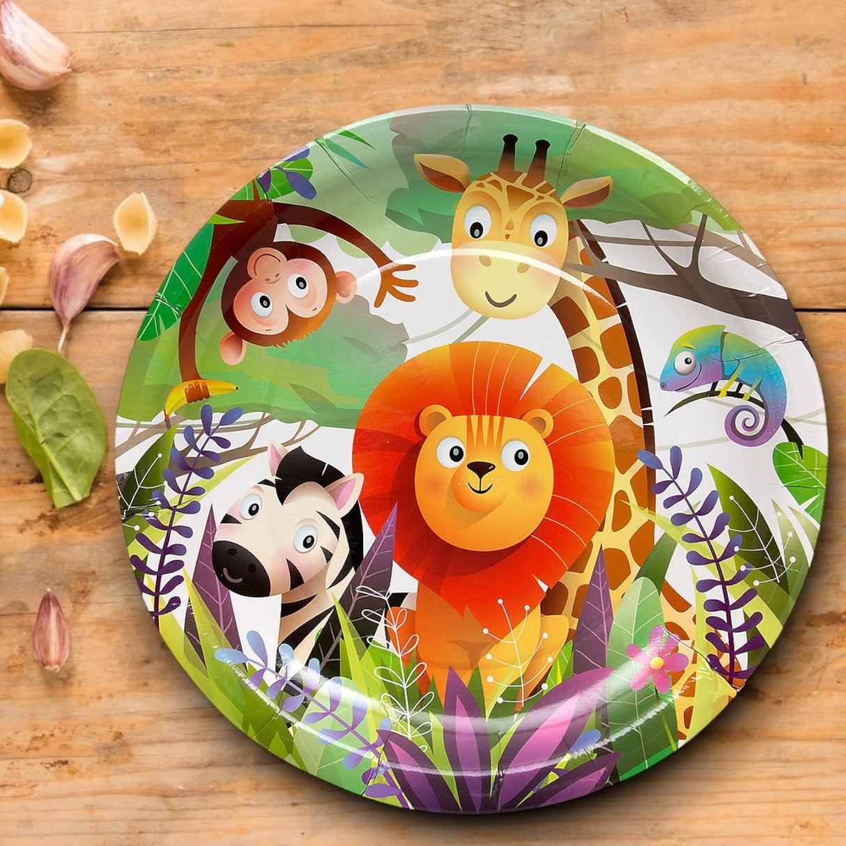 8 Count Zoo Animals Party Disposable Round Paper Dinner Plates 9" Fun Themed Party Plates