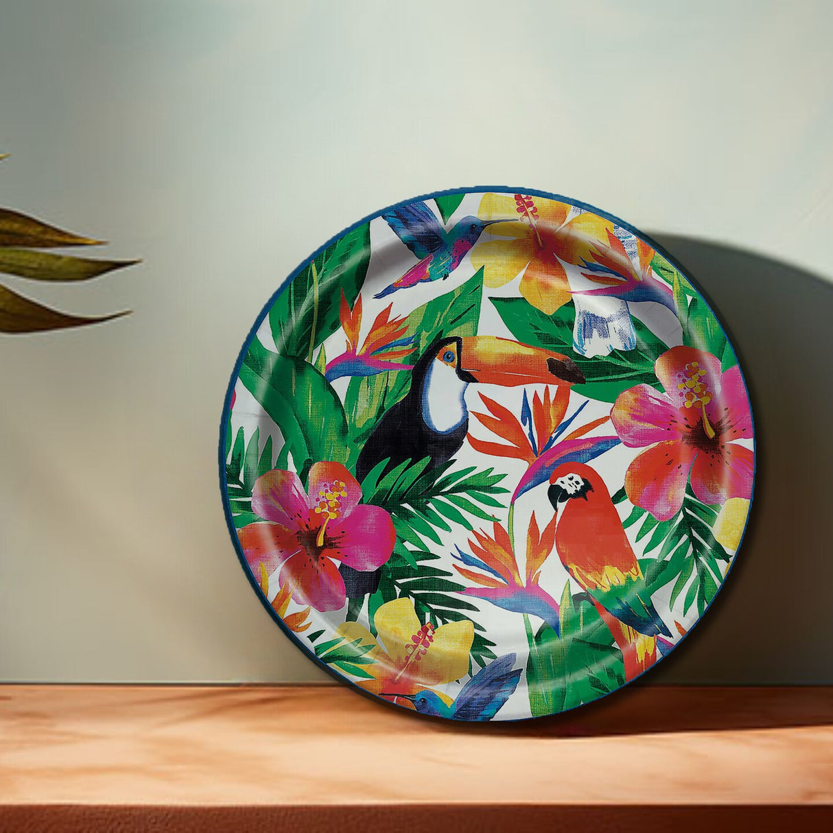 8 Count Tropical Palm Leaves Luau Party Paper Dinner Plates 9" Tropical Party Supplies