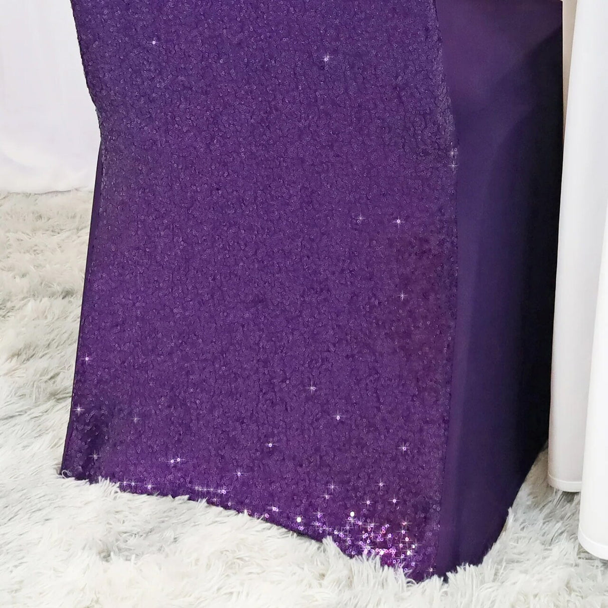 1 Piece Eggplant Sequin Spandex Chair Cover Stretch Fit for Banquet Seating