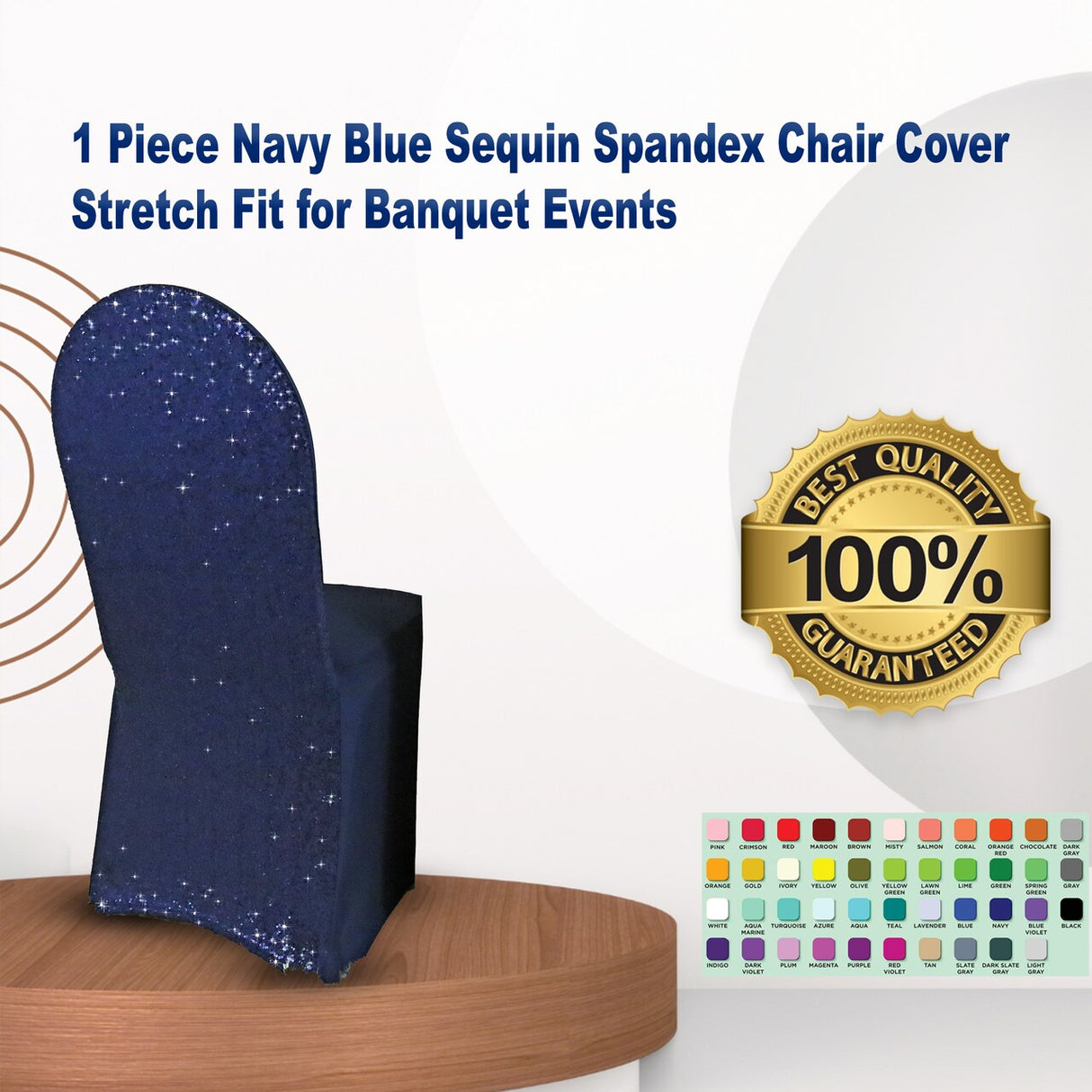 1 Piece Navy Blue Sequin Spandex Chair Cover Stretch Fit for Banquet Events