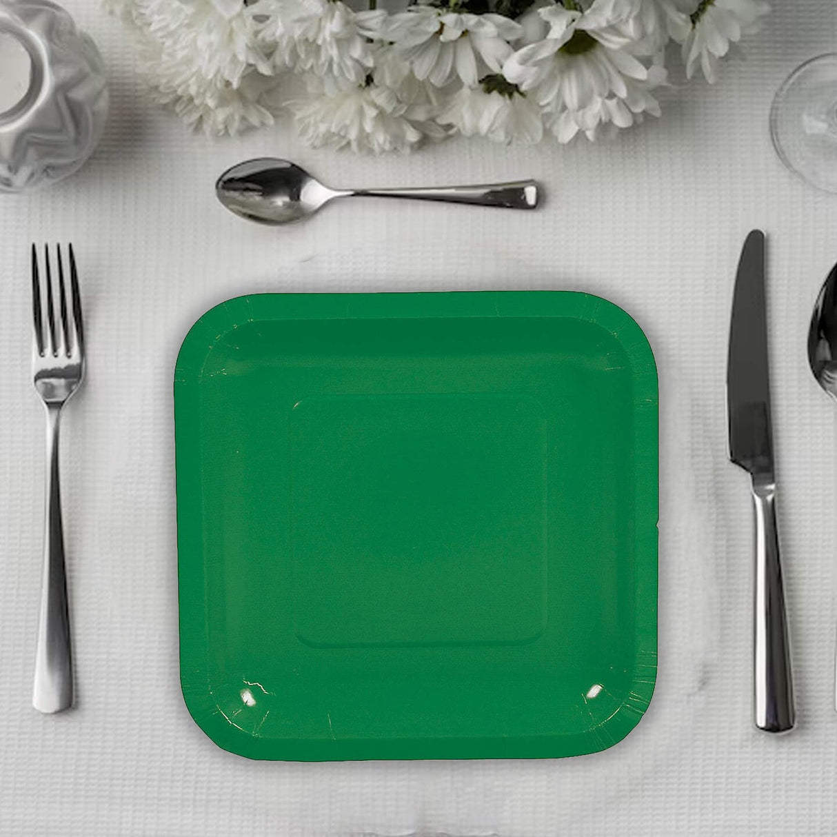 24 Count Green Square Paper Dessert Plates for Party Wedding Baby Shower Birthday Use 7"