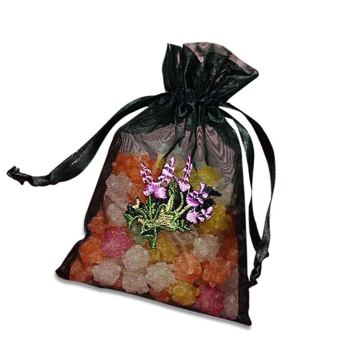 Lavender Flower Embroidered Organza Bags 4'' x 6'' for Favors