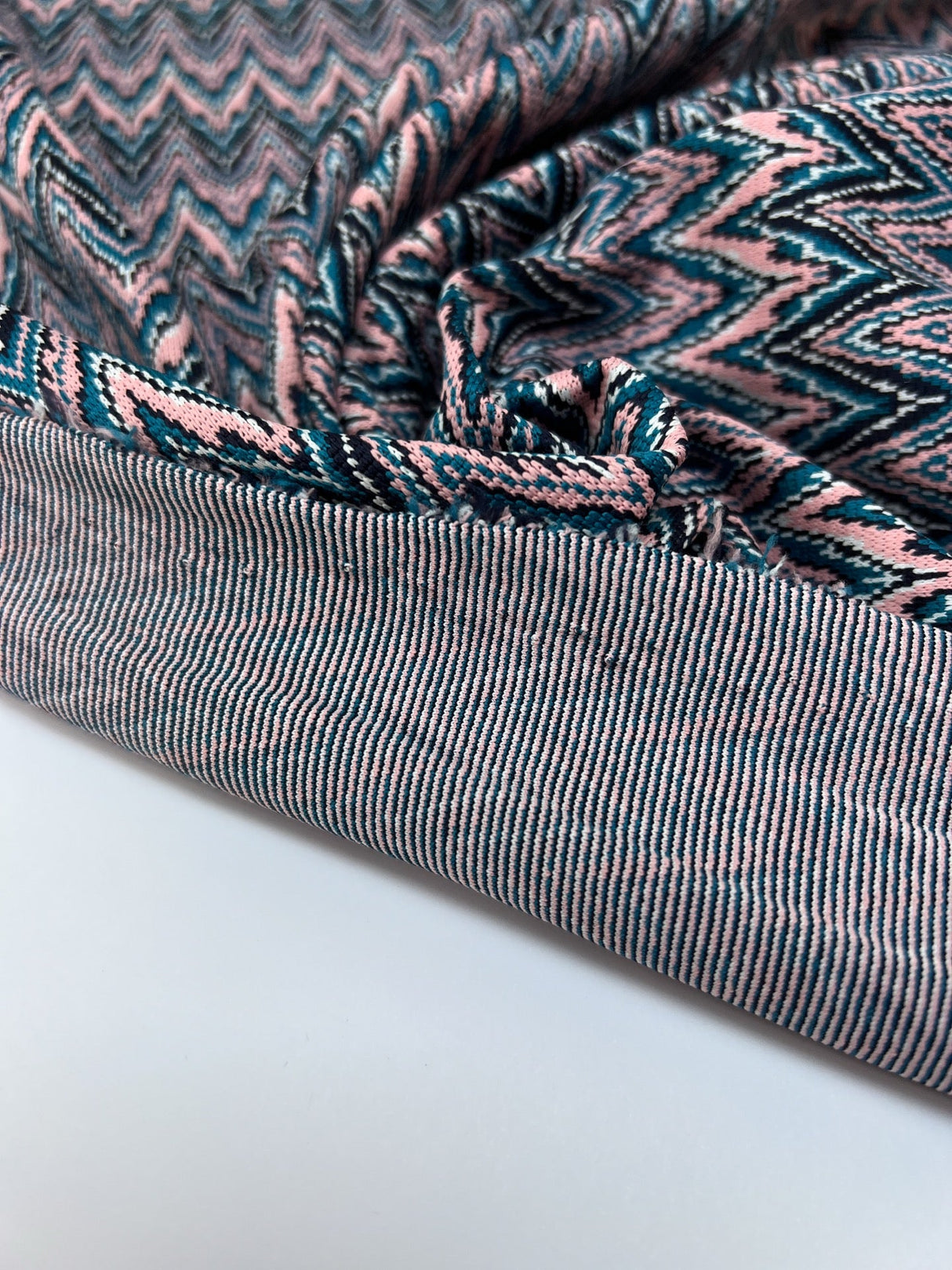 Polyester Elastane Knit Geometric Blue-Pink