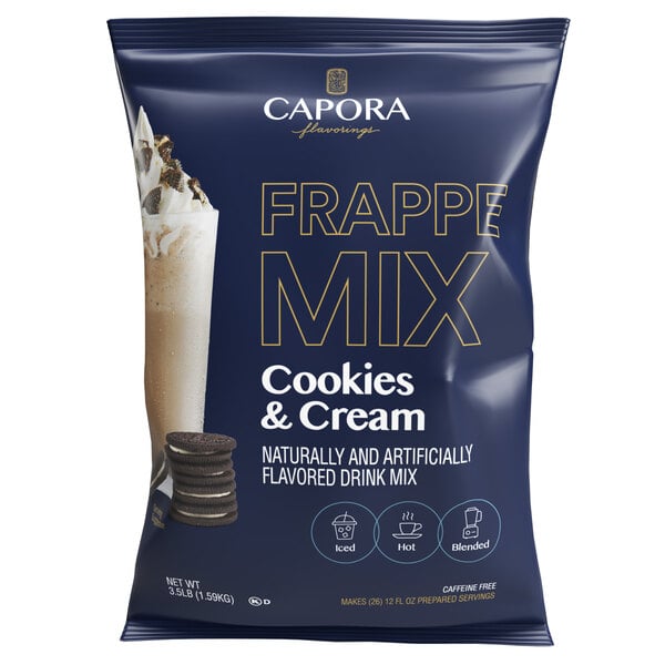 Capora 3.5 lb. Cookies & Cream Frappe Mix - 5/Case