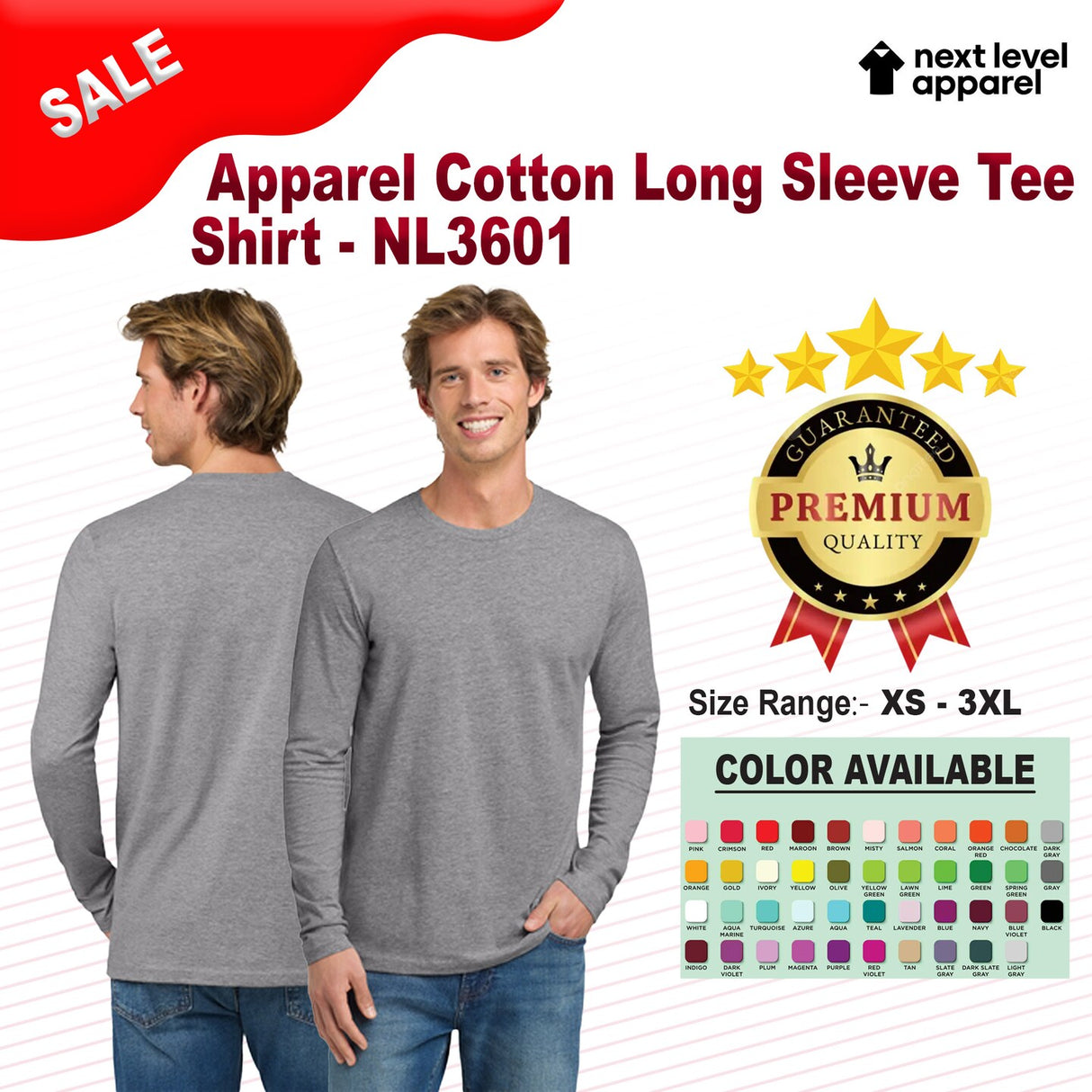 Next Level® Apparel Cotton Crewneck Long Sleeve T-Shirt