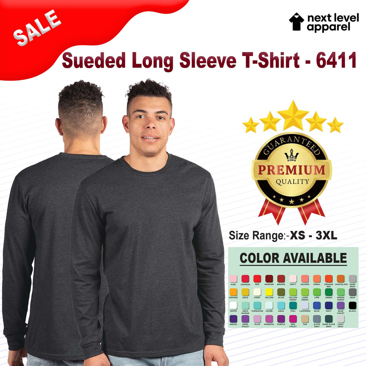 Next Level® Unisex Sueded Long Sleeve Crewneck T-Shirt