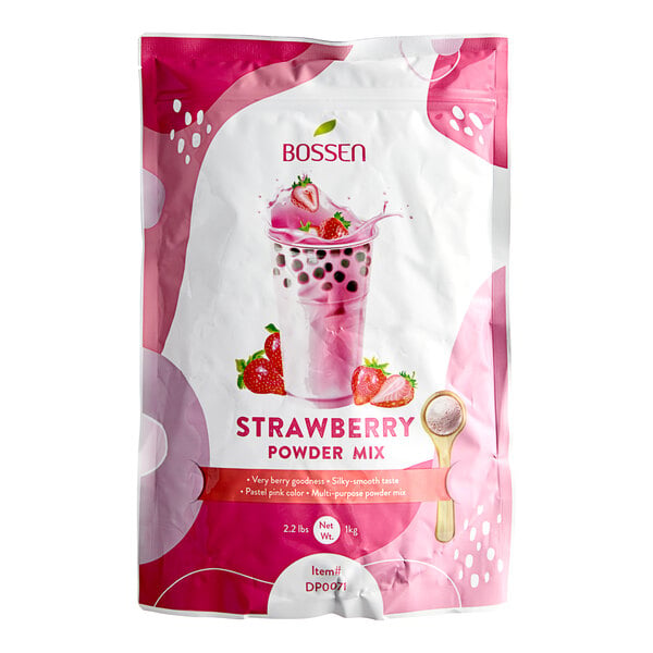 Bossen 2.2 lb. Strawberry Powder Mix - 20/Case