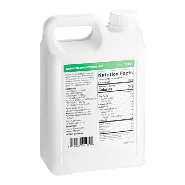 Bossen Green Apple Concentrated Syrup 64 fl. oz. - 6/Case