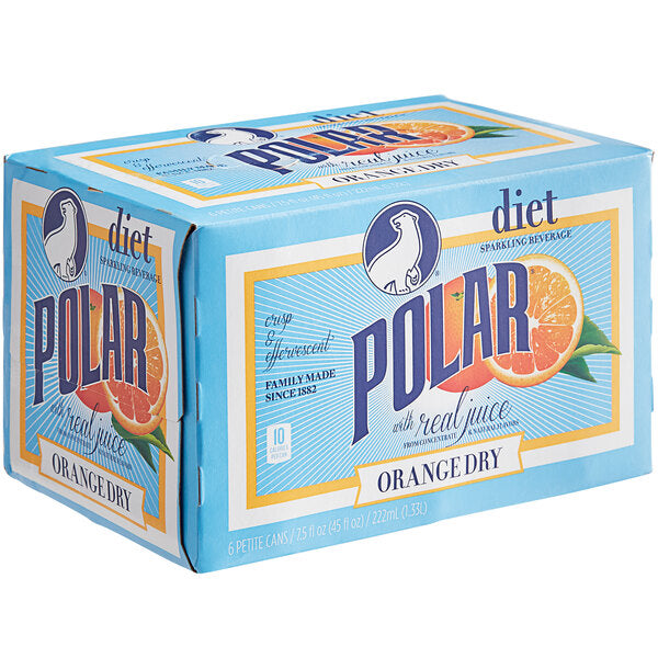 Polar Diet Orange Dry Can 7.5 fl. oz. - 24/Case