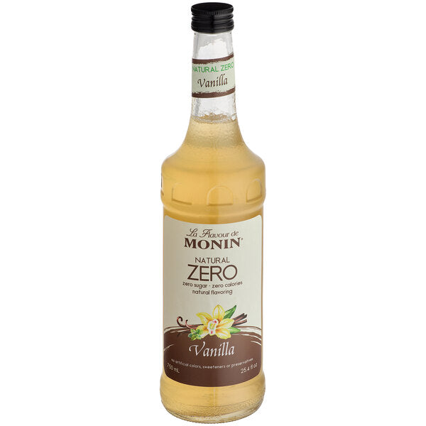 Monin Zero Calorie Natural Vanilla Flavoring Syrup 750 mL - 6/Case
