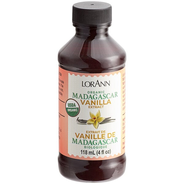 LorAnn Oils Organic Madagascar Vanilla Extract - 4 fl. oz. - 6/Case