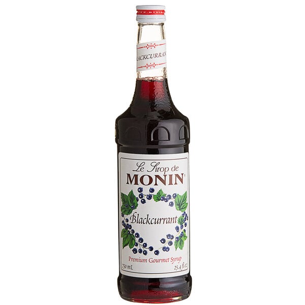 Monin Premium Blackcurrant Flavoring / Fruit Syrup 750 mL - 12/Case