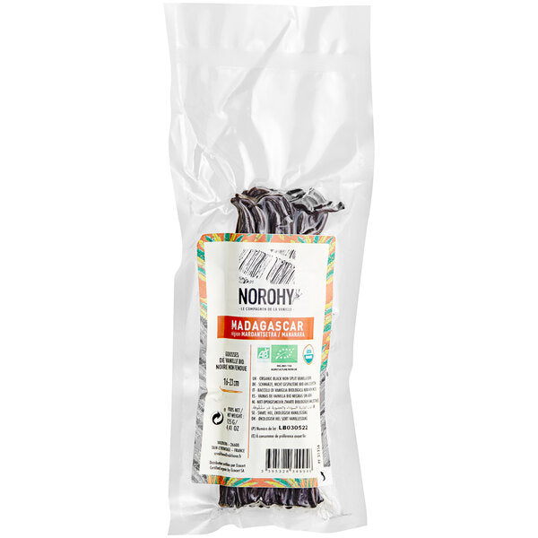 Norohy Organic Madagascar Vanilla Beans 4.4 oz. - 36/Case