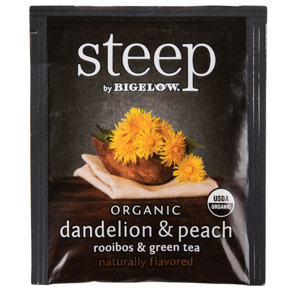 Steep By Bigelow Organic Dandelion and Peach Tea Bags - 120/Case