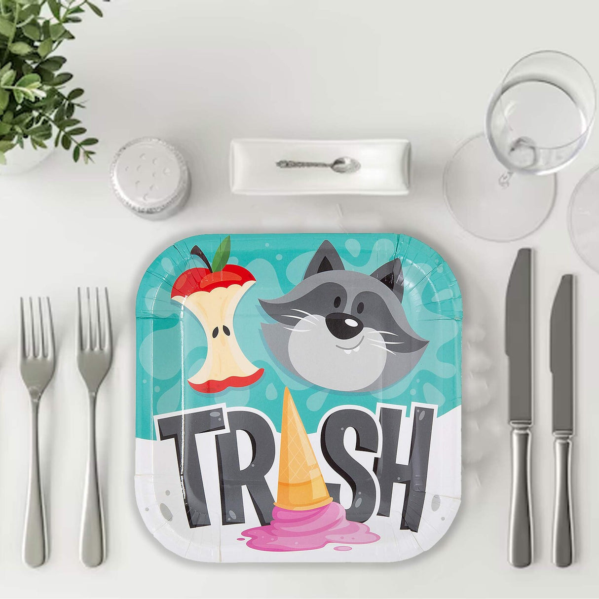 8 Count Glitz Party Disposable Ecological Paper Plates with Silver Dots Elegant Party Supplies