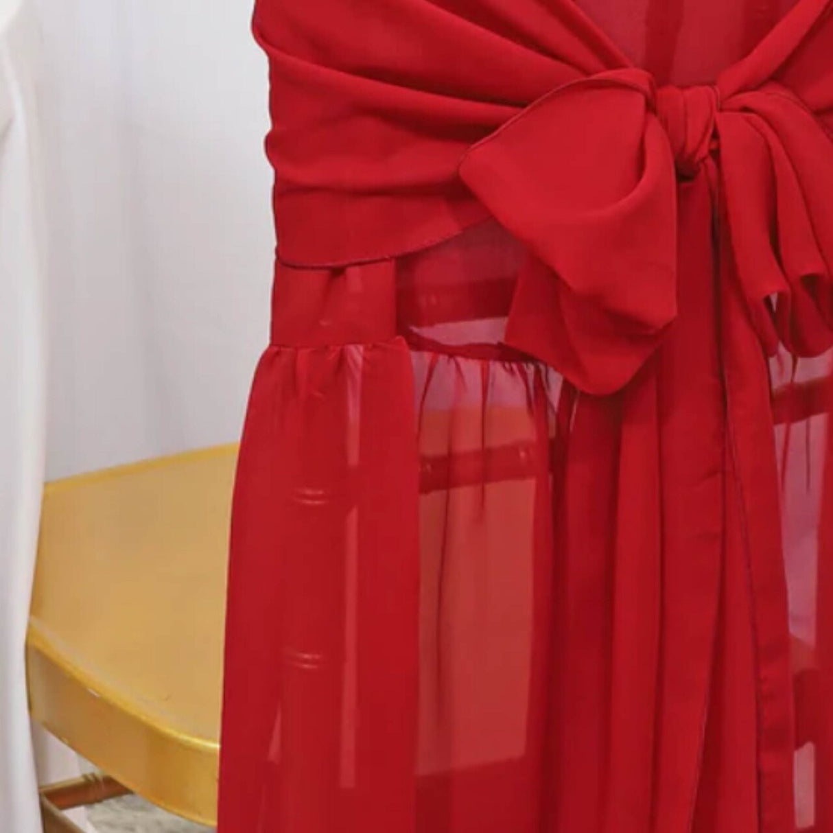 1 Piece Vibrant Apple Red Chiffon Chiavari Chair Cover with Sash Elegant Event Backdrop Accent