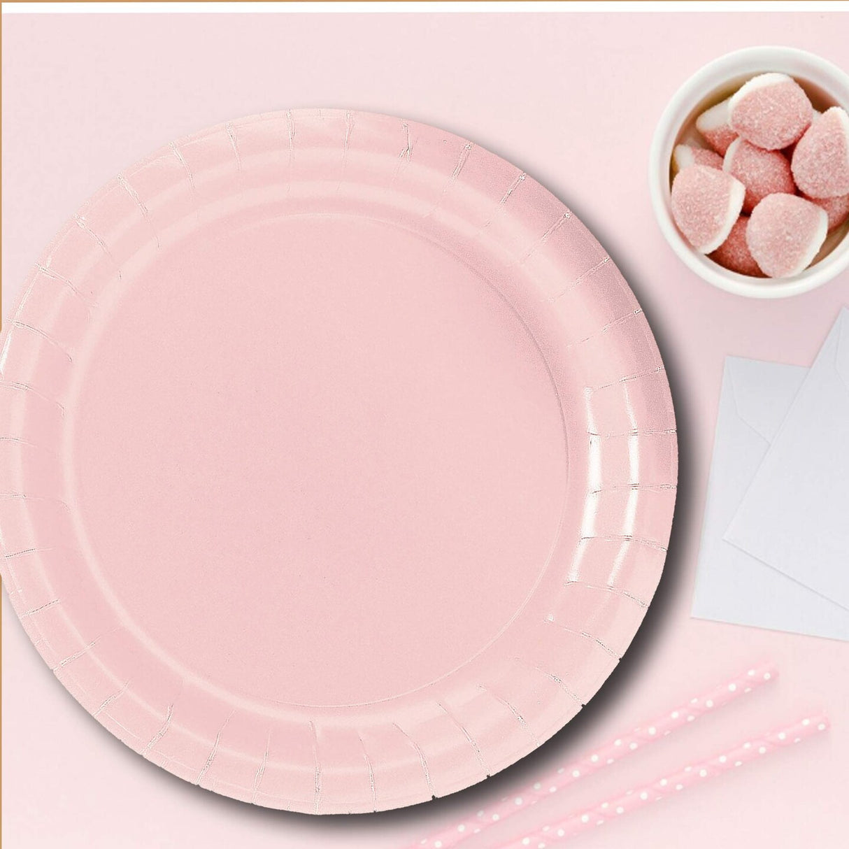 24 Ct. Light Pink Paper Dinner Plates 9" Round Pastel Disposable Plates