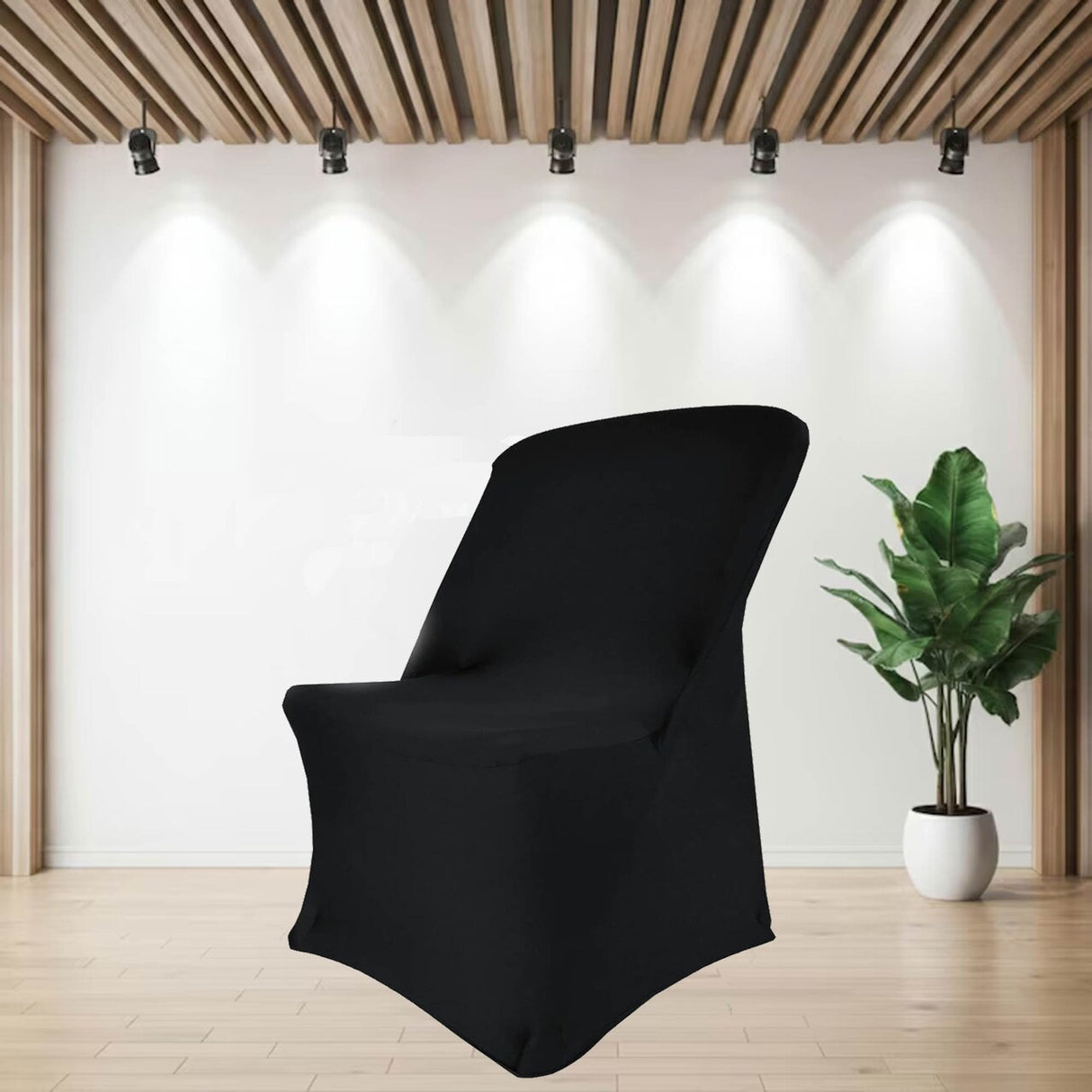 1 Piece Black Premium Spandex Folding Chair Cover Fits Lifetime Chairs, Machine Washable