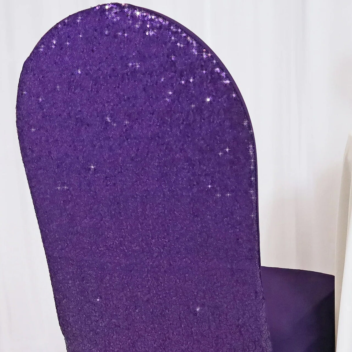 1 Piece Eggplant Sequin Spandex Chair Cover Stretch Fit for Banquet Seating