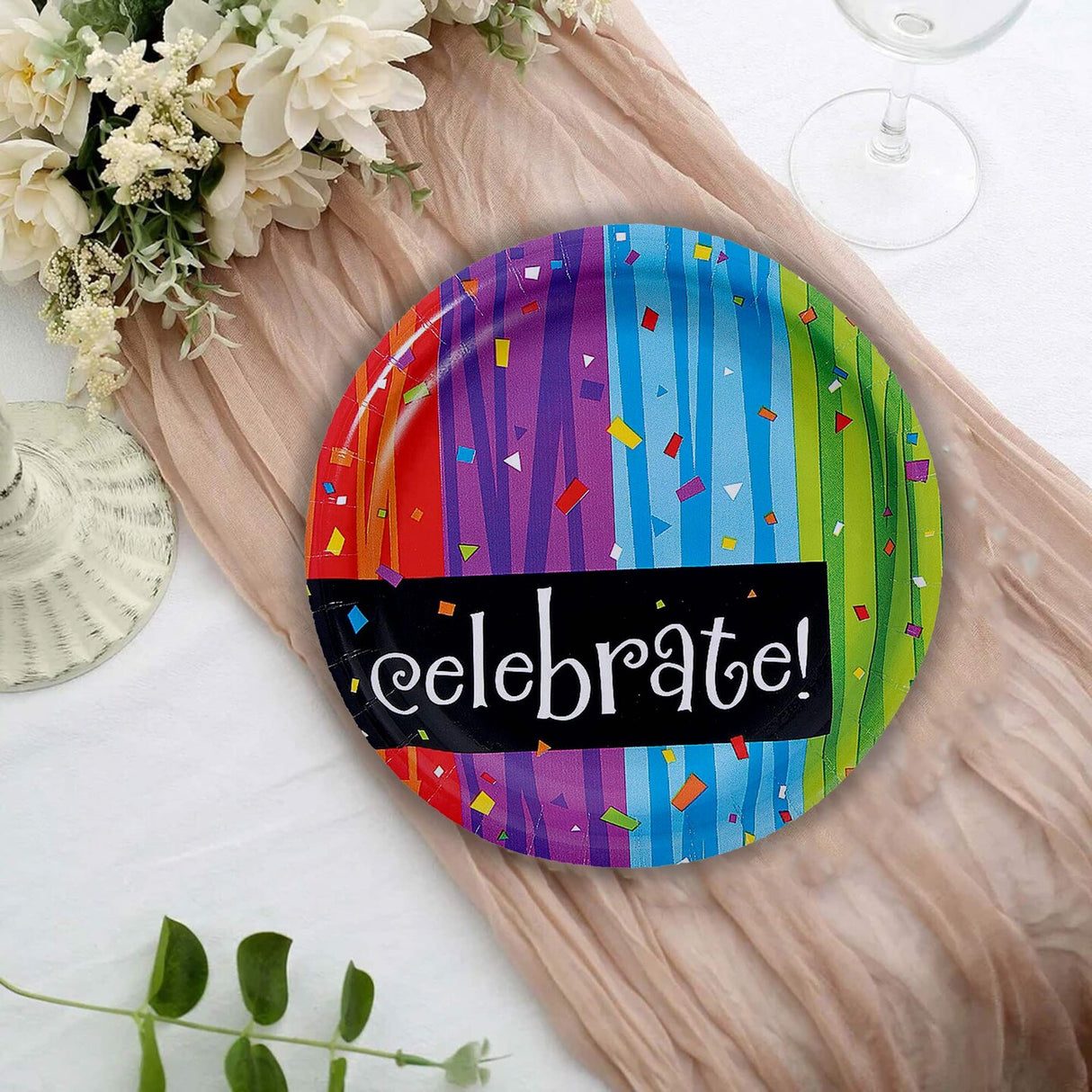 8 Count 40th Birthday Burst Paper Dessert Plates 7 Inch Disposable Party Supplies Anniversary